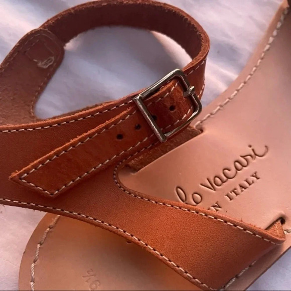 Niccolo Vacari Tan Gold Crackled Ankle-strap Sandal 9.5 - Picture 6 of 7